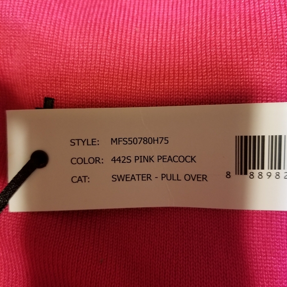 BY DESIGN NORDSTROM NWT XL pink peacock long sleeve pull over sweater - Picture 7 of 8